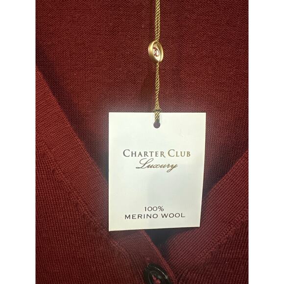 Charter Club Red Boyfriend Cardigan merino wool M preppy college old money - Picture 3 of 11